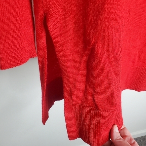 Ann Taylor Side Slit Crew Neck Wool Sweater Red Small - Picture 7 of 11